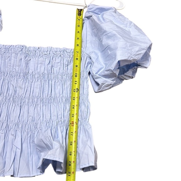 ASTR the Label,puffed sleeve peplum top,smocking,square neckline,Savina sz Small - Picture 15 of 17